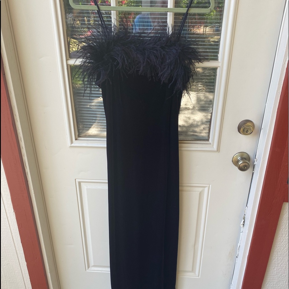 Black maxi dress with matching coat